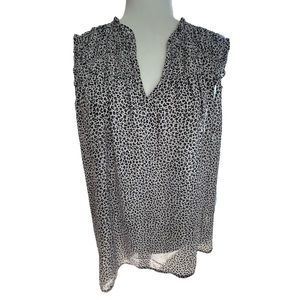 Lucky Brand Leopard Printed Sleeveless Tunic Top Large